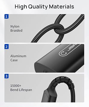 JSAUX USB C to 3.5mm Headphone Charger Adapter, 2-in-1 PD 60W AUX PC-Black