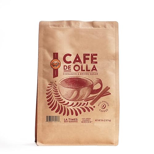 Café De Olla Café Molido, 5 libras, Canela y Azúcar Morena Café tostado oscuro mexicano especiado por La Monarca Bakery