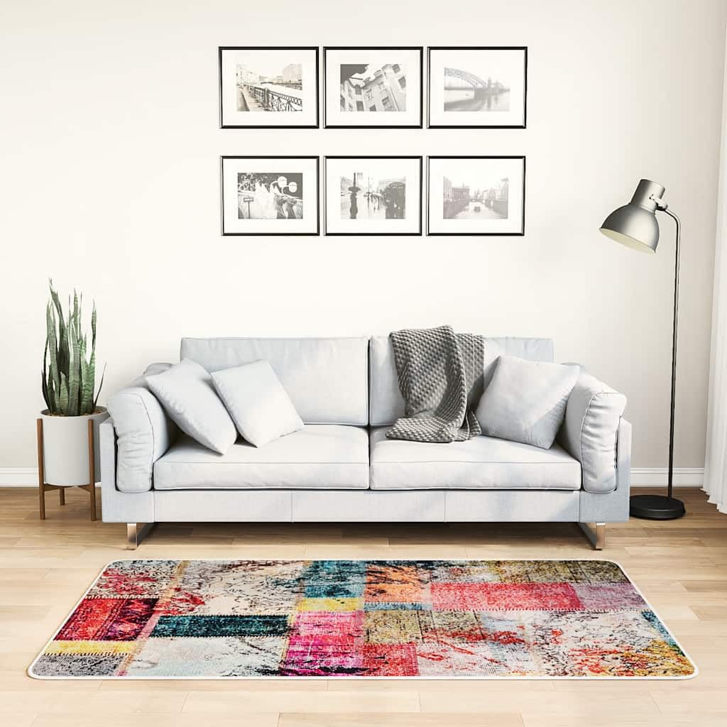Tapis patchwork lavable 80x150 multicolore en velours antidérapant