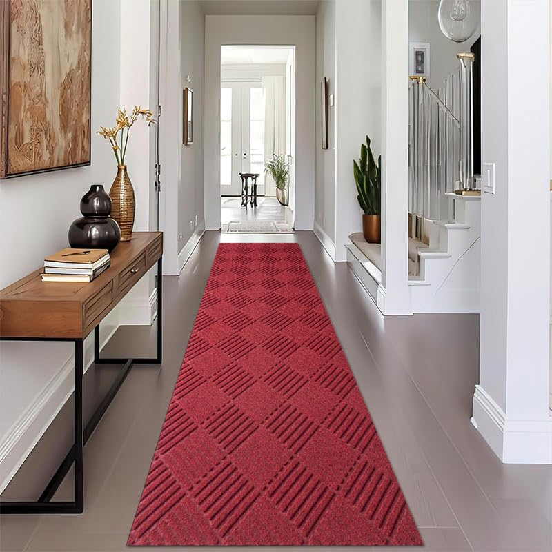 Griclner Area Rug 1FTX6FT Modern Graphite Rug Collection Craft with Non-Shedding Floor Carpet Washable for Living Room Bedroom Dining Home Office Red