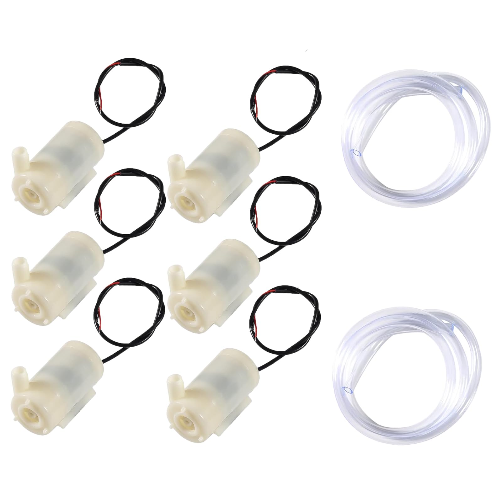 6Pcs DC 3-5V Micro Submersible Mini Water Pump with 2pcs Clear Tubing Flexible PVC Water Pipe(1M) for Aquariums Fish Tank Fountain Hydroponics Garden