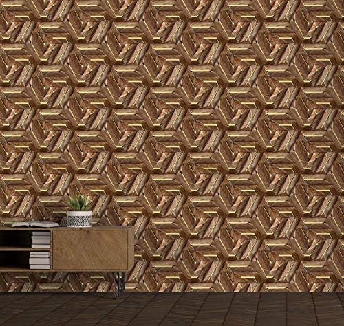 Image of DWELLSINDIA 3D Wood Self Adhesive Wallpaper Peel & Stick, Waterproof, Scratch Resistant, Laminated (41cm x 244cm,Multicolor)