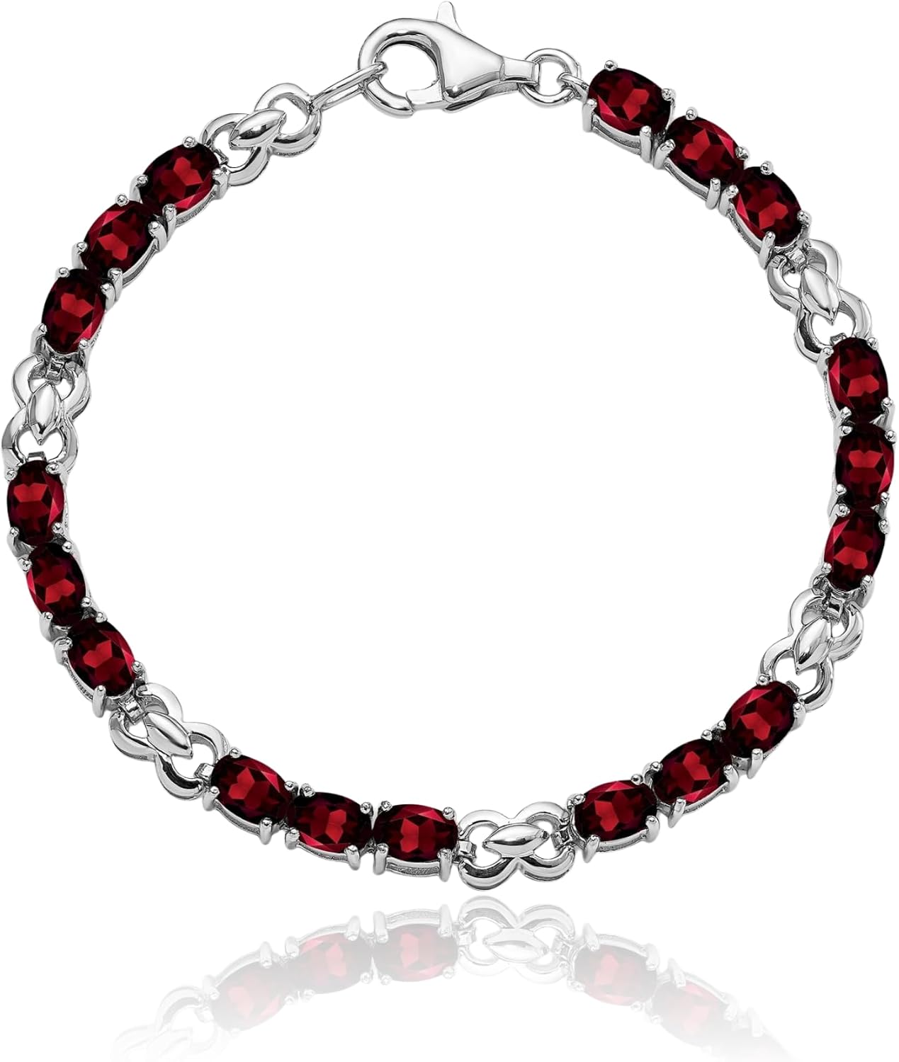 IceCarats 925 Sterling Silver 9 carat Red Garnet Tennis Bracelet 7 inch Oval Cut, Natural, Prong Set For Her