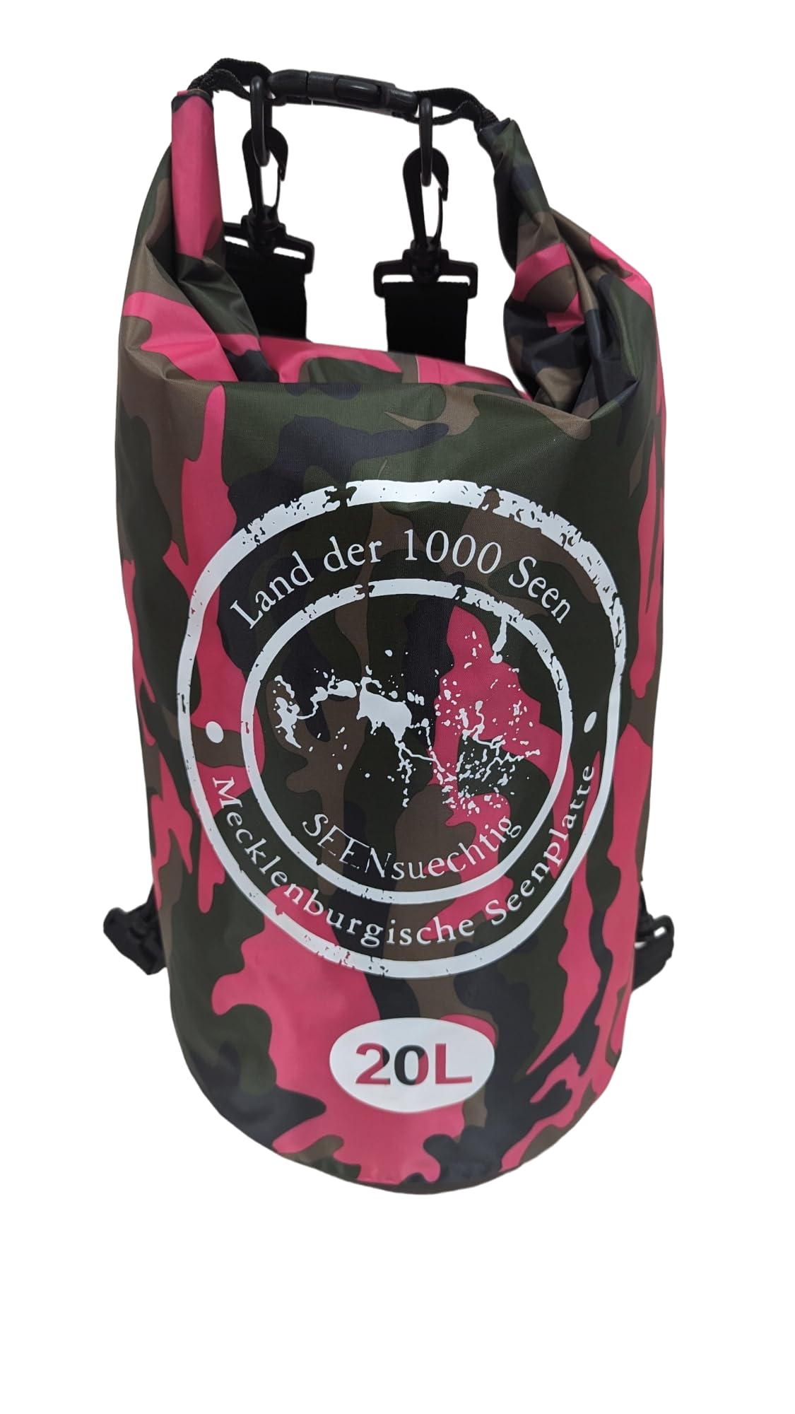 Dry Bag Dry Bag Duffel Bag 100% Waterproof Pack Bag Water Sports Canoe Kayak SUP Diving Swimming Bathing Beach Fishing Camping Waterproof Shoulder Strap Drybag Pink Camouflage, Pink, 20 litres, Dry