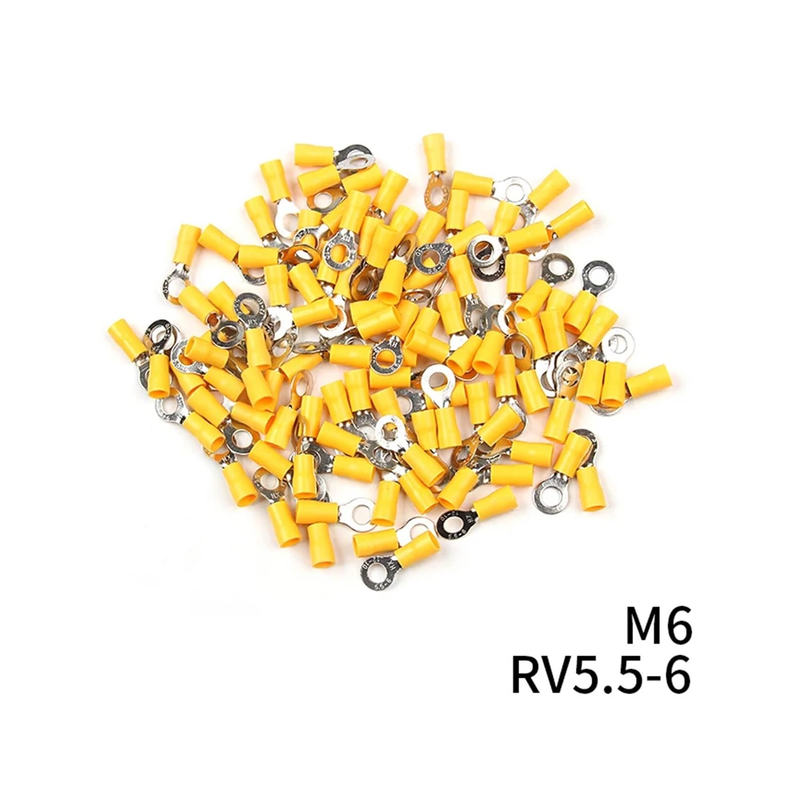 10/20/30/50/100pcs Insulated Ring Terminals Wire Cable Electrical Crimp Connectors Terminal Block Wiring Accessories Kit Set(RV5.5-6,50PCS)