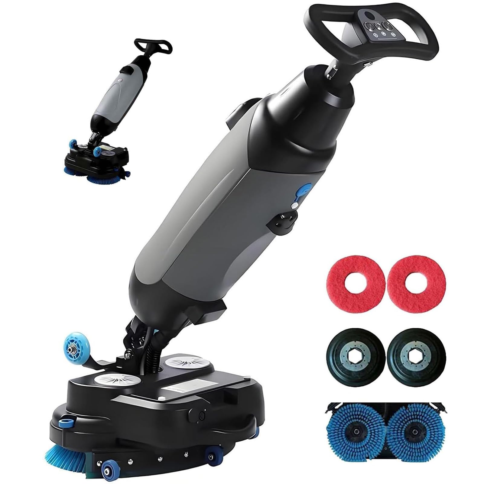 Fregadora y Secadora de Suelos Profesional sin Cable, Limpiadora Comercial 36V/10A, Doble Depósito de Agua, 240 RPM, Ancho de Limpieza 18", Ideal para Tiendas, Almacenes y Suelos de Baldosas