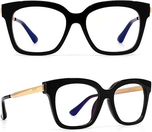 DIFF Bella XS EXTRA SMALL FRAMES Designer Square Computer Blue Light Blocking Glasses for Women w/petite narrow face
