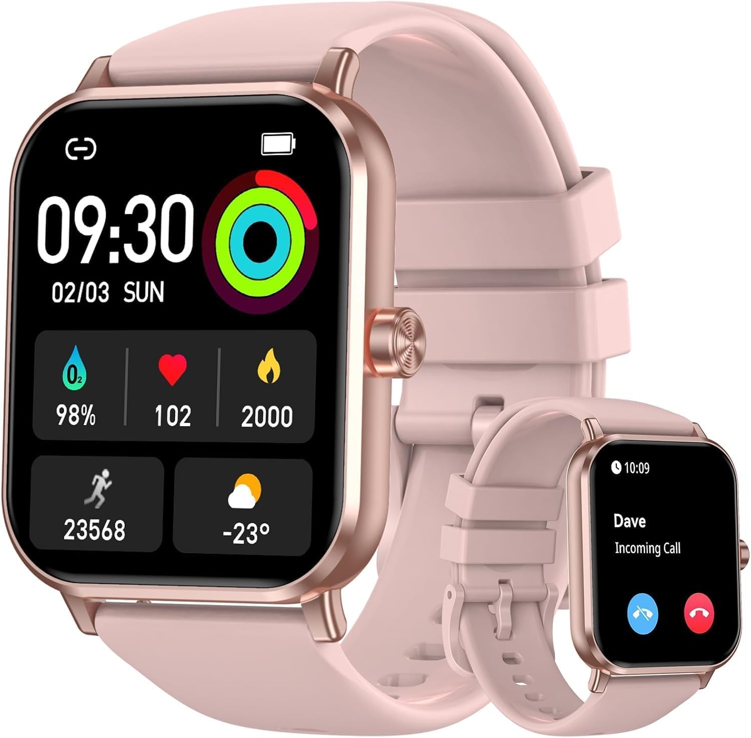 Smart Watch for Women Men, 1.83" HD Touchscreen, Bluetooth Calling, 130+ Sports Modes, Heart Rate Sleep Monitor, 5ATM Water-Resistant, Fitness Tracker for Android/iOS (Pink)-image-23