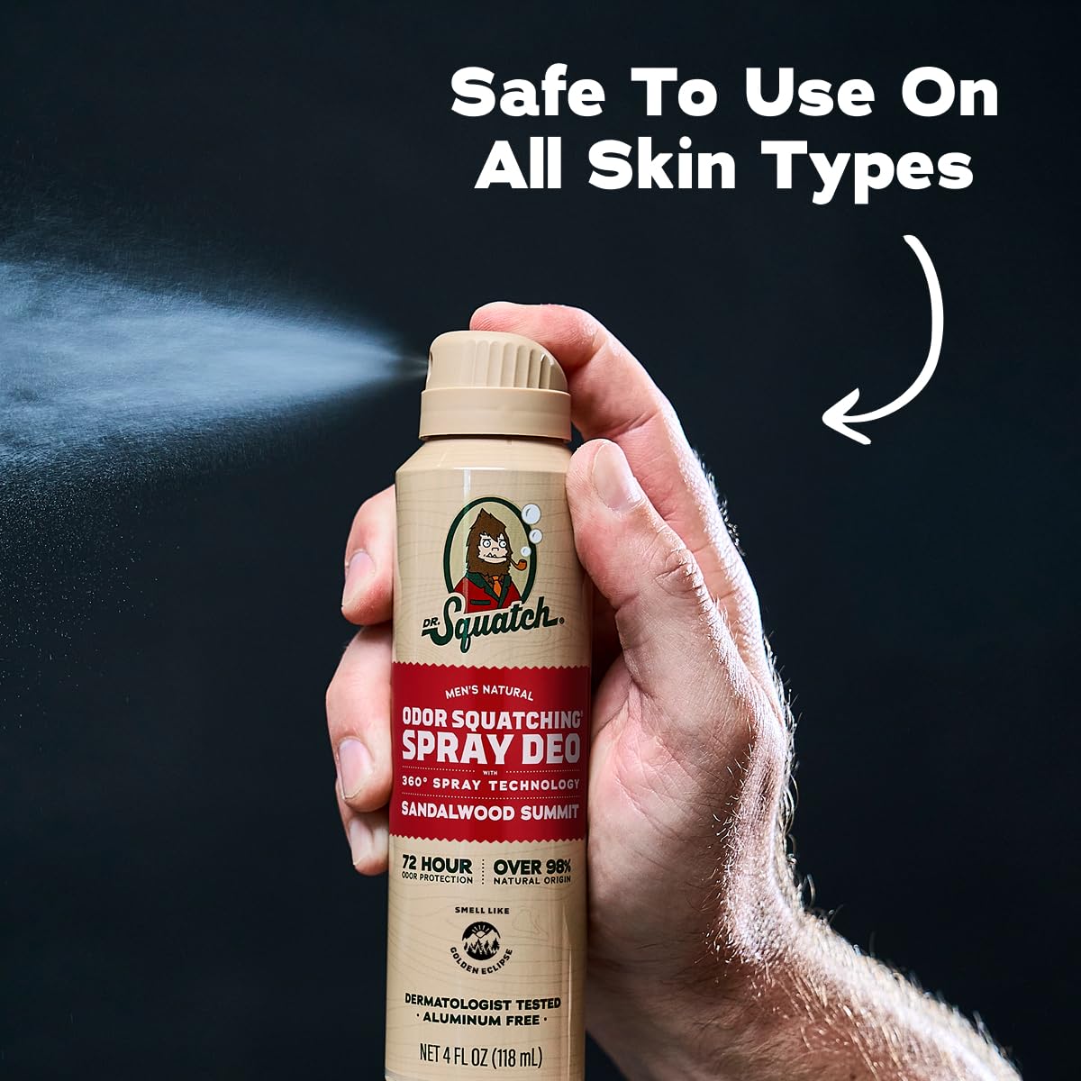 Dr. Squatch Spray Natural Men’s Deodorant – Quick Dry Deodorant Men, Aluminum Free, Dermatologist-Tested – Created for all Skin Types – Birchwood Breeze + Sandalwood Summit, 4oz (2-Pack)