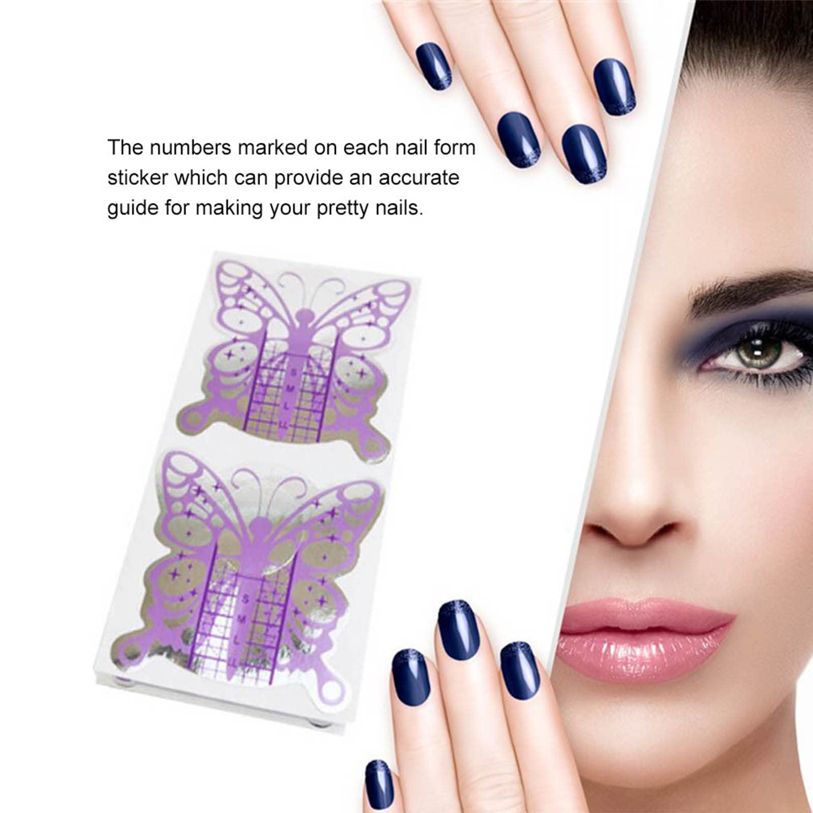 120 Hojas Forma de Mariposa Bandeja de Papel Manicura,Necesario para la extensión de uñas Plantilla,Bandeja de Papel de Moldes Guías Pegatinas Formas