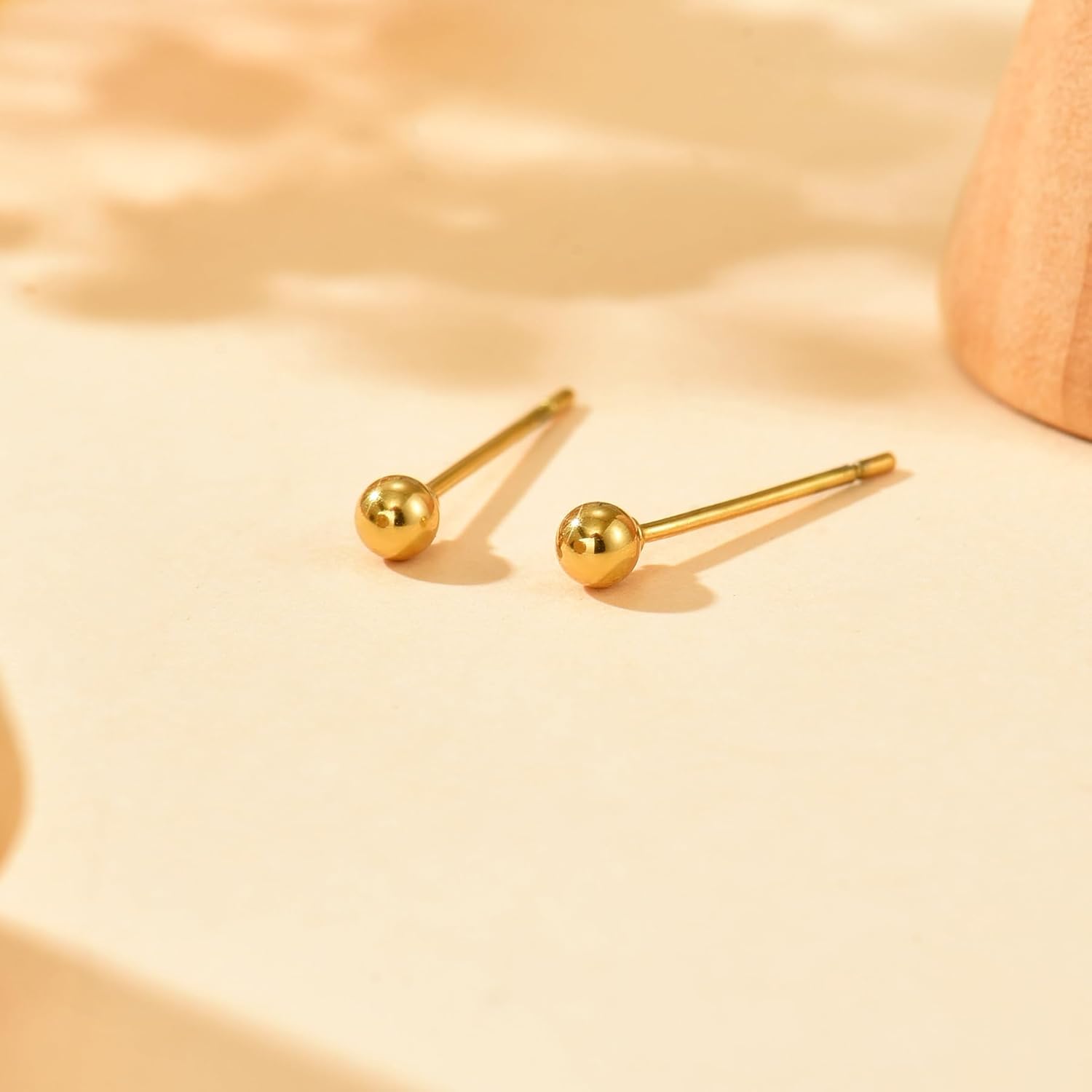 Gold Studs Earrings for Women 18K Gold Plated 2mm 3mm 4mm 5mm Ball Earrings Simple Stainless Steel Hypoallergenic Round Ball Studs Earring Jewelry - Image 5