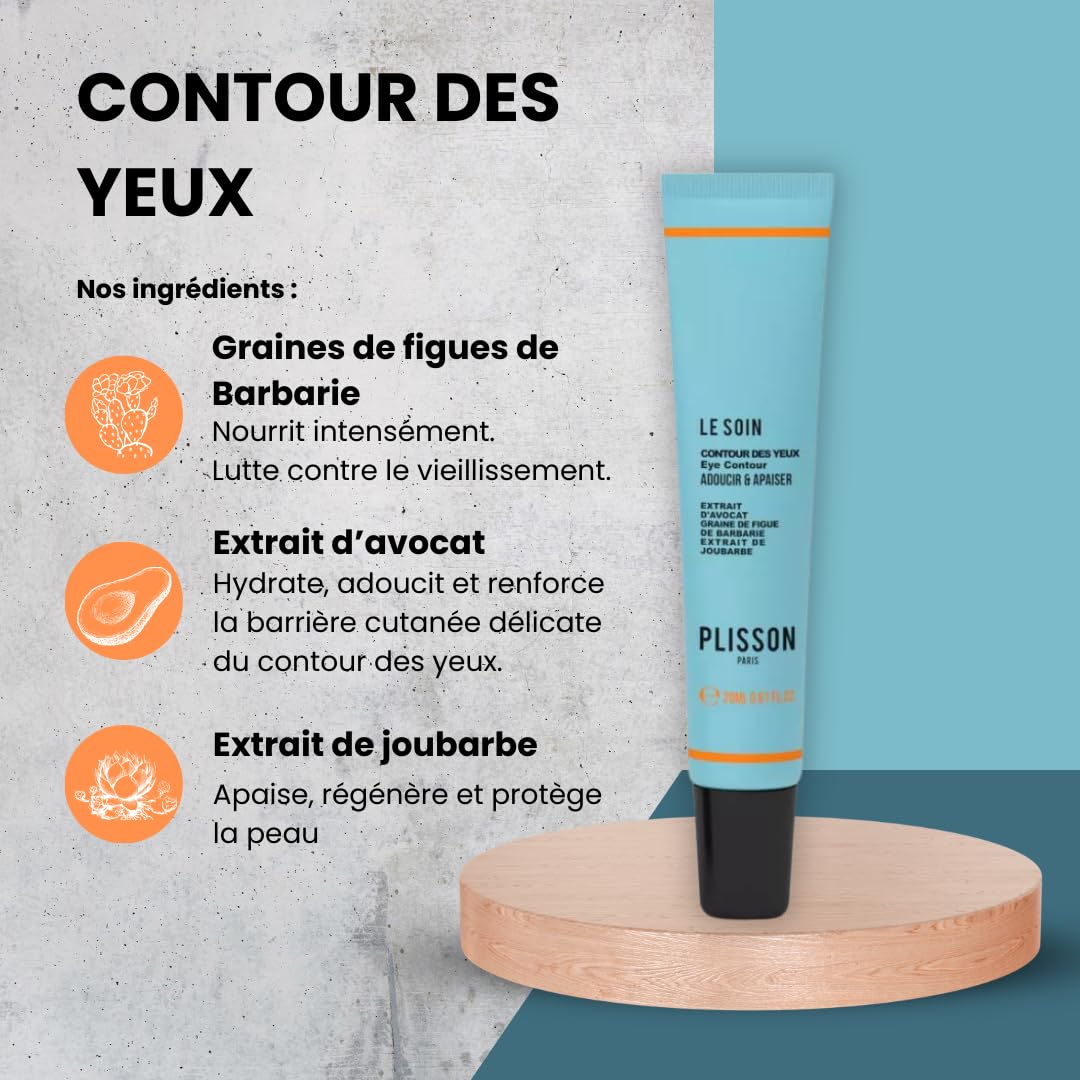 Plisson - Cofanetto Gueule d'Amour - 1 cura contorno occhi + 1 crema anti-invecchiamento viso + 1 balsamo per labbra - 3 trattamenti per uomo - 97-99% di ingredienti di origine naturale -