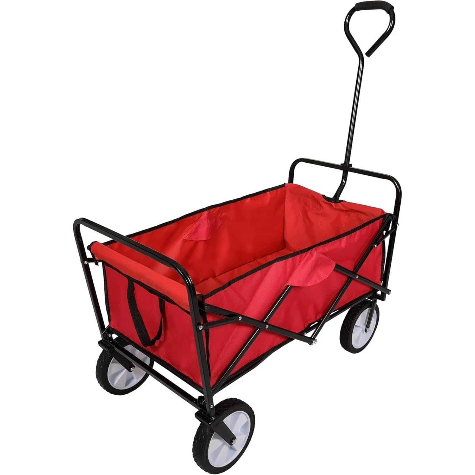 Burakh Red Folding Wagon 70Kg Collapsible Trolley Cart W/Wheels Camping Beach Garden Buggy | Heavy Duty Collapsible Garden, Beach & Camping Utility Buggy (, 70Kg)