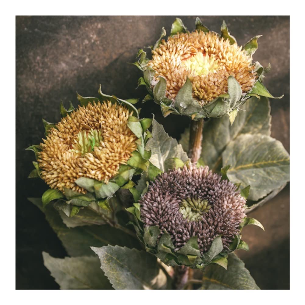 XDLEDMKIZ Retro Artificial Flowers, 23.6in Simulation Sunflowers for Flower Arrangement, Silk Fake Flowers for Home Decoration