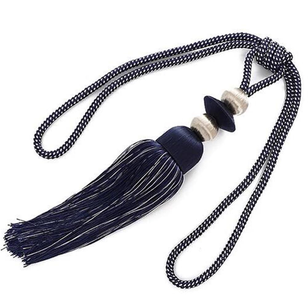 1 paire d'embrasses de rideaux à pompons simples et décoratives pour rideaux Bleu