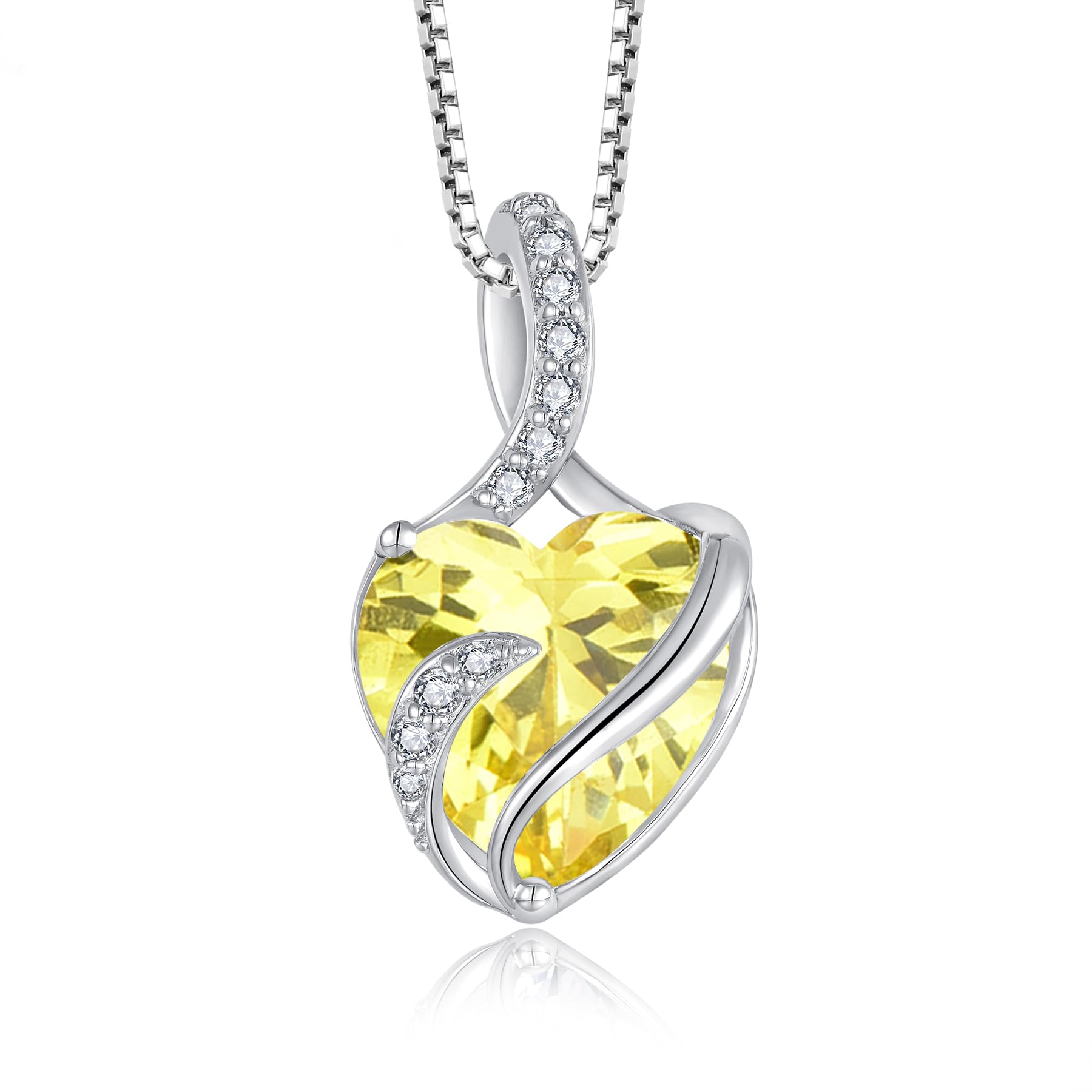 Necklaces for Women 925 Sterling Silver Heart Birthstone Pendant Necklace Jewellery Gifts for Her