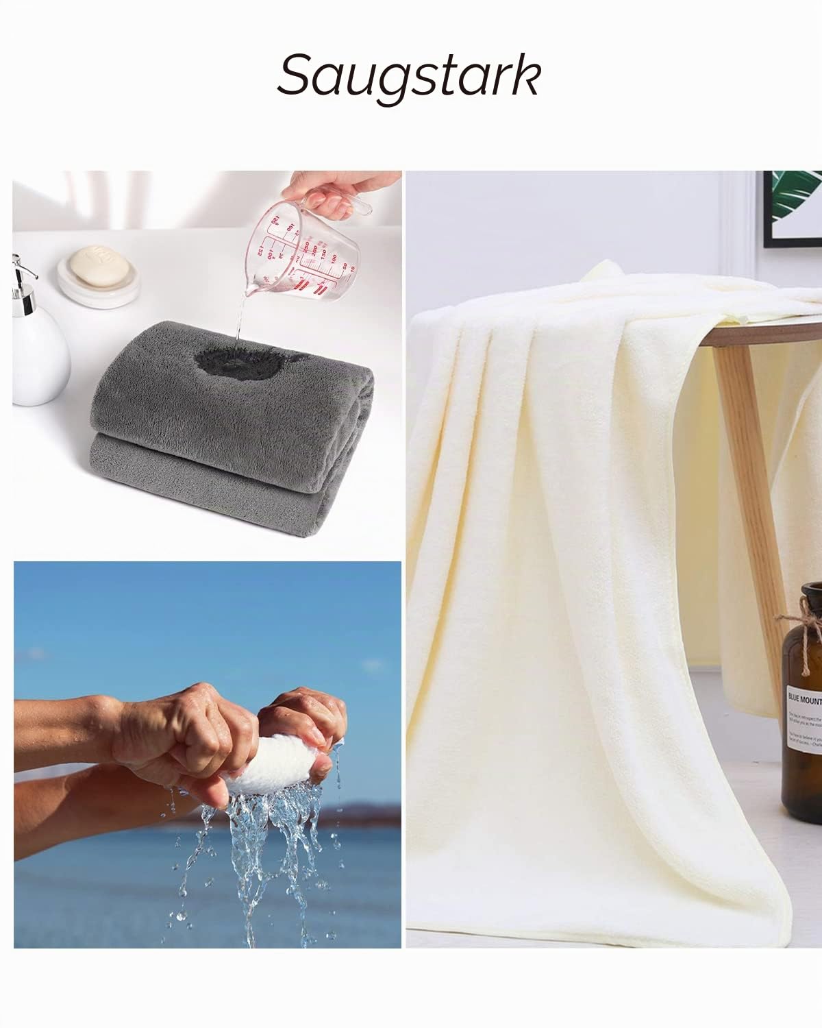 Lumimi Mikrofaser Duschtuch Set Ultraleicht Weich Kuschelig Schnelltrocknend Kompakt für Badezimmer Sport Gym Yoga Unterwegs Sauna Mehrfarben 4 Badetücher+4 Handtücher Dunkelgrau