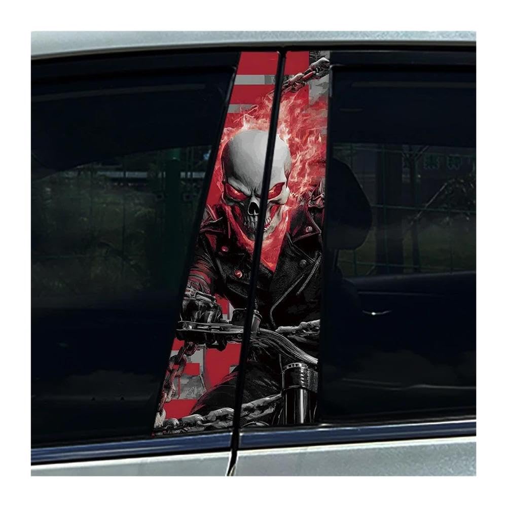 Body Parts 2PCS Car Center Pillar Sticker Skeleton Halloween Knight Auto B Pillar Protective Film Decals(I)