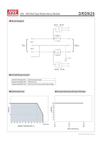 Miniatura 5 de Original MEAN WELL DRDN20-48 48V 36 ~ 60Vdc 20A riel DIN fuente de alimentación módulo redundancia utilizado con fuente de alimentación de reserva
