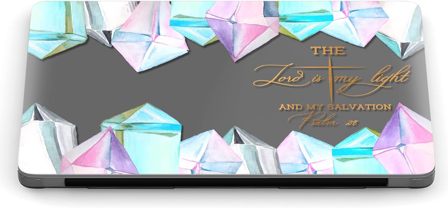 Mertak Hard Case Compatible with MacBook Pro 16 14 Air 15 13 inch M3 M2 M1 Mac 2024 2023 2022 2018 Psalm 27 The Lord is My Light Crystals Cover Touch Bar Bible Verse Laptop Quote Protective