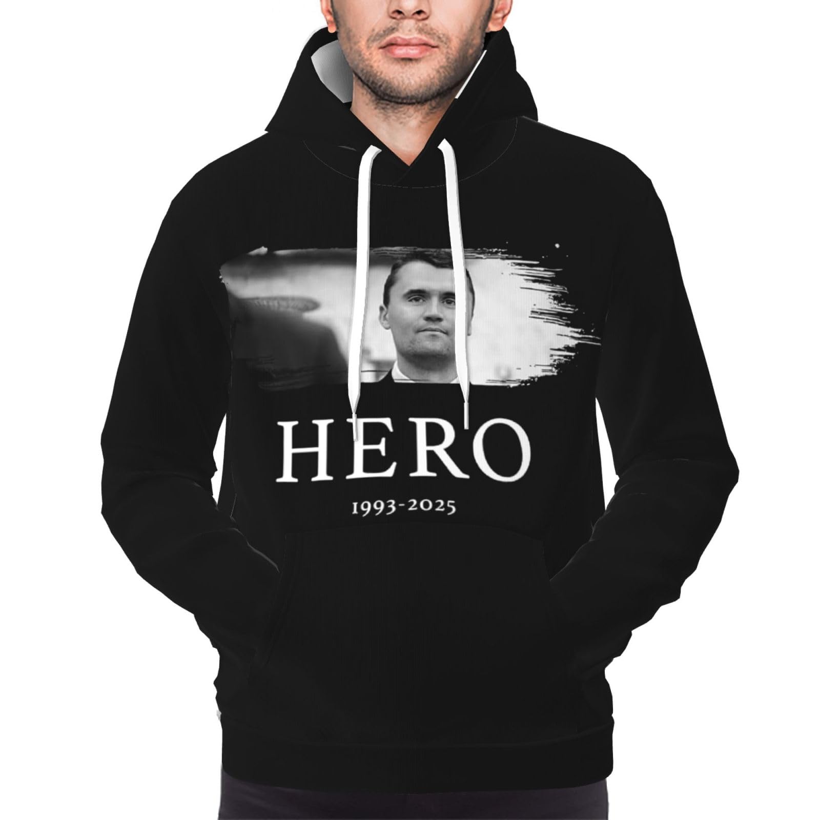peiyeety RIP Charlie Kirk Hoodie Charlie Kirk Is A Hero Men's Sweatshirt XXL Black