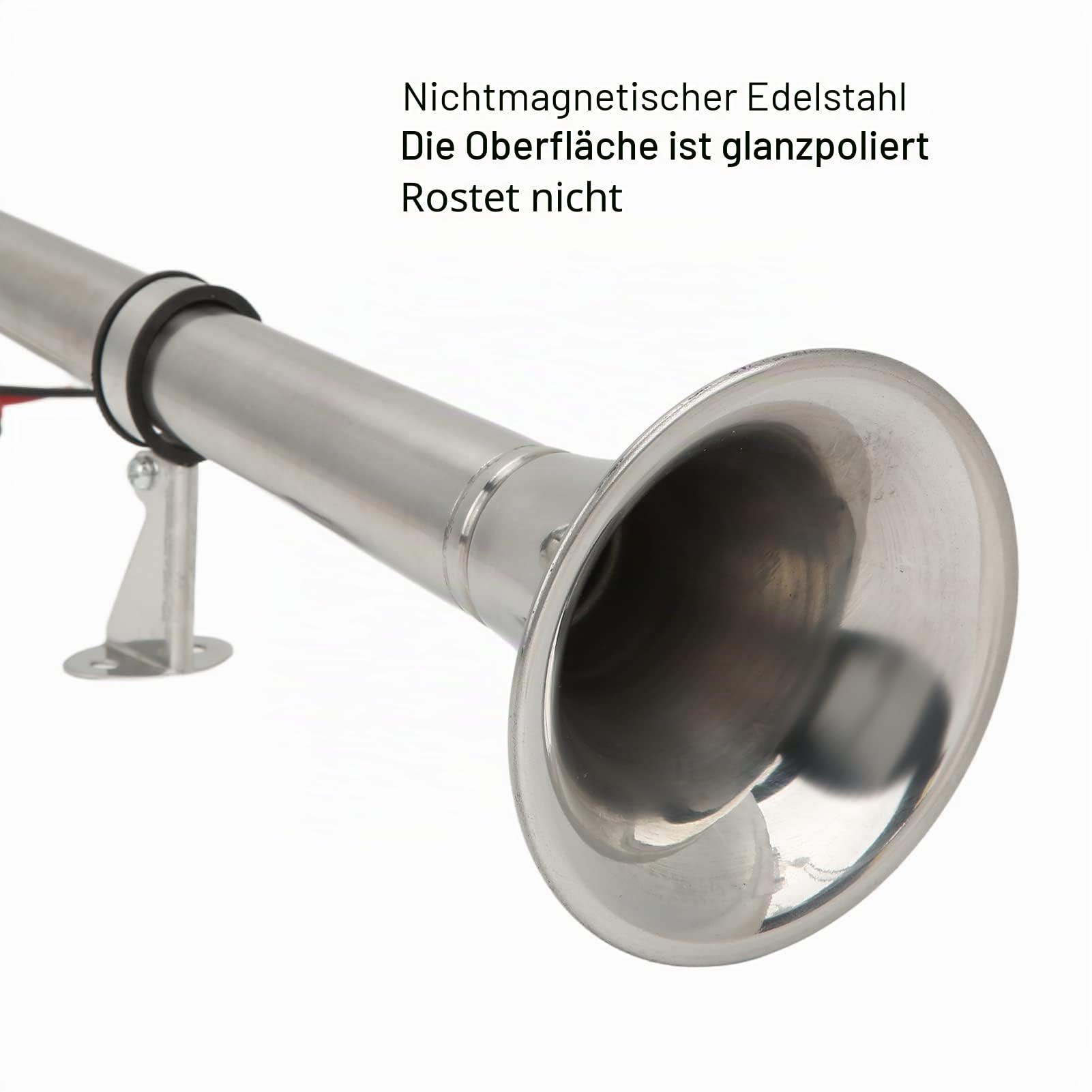 Elektrisches Marinehorn, Laute Einzeltrompete 328DB 12V 30W VXH1112MAR-C Universal-Lufthorn für Boote Wohnmobile Yachten Edelstahl Boote Einzeltrompete Horn