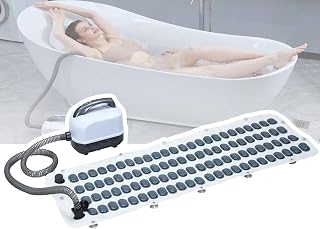 Portable Spa Bubble Bath Massager, Bath Bubble Mat, Remote Control Can Adjust Massage Intensity in 6 Levels, with Electric Pump, Inflatable Pillow, Enjoy a Full Body Massage