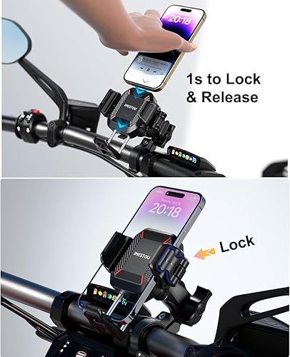 Miniatura 3 de iMESTOU Soporte de teléfono antivibración para motocicletas y bicicletas con amortiguadores y diseño antirrobo, soporte de teléfono de bola de 1