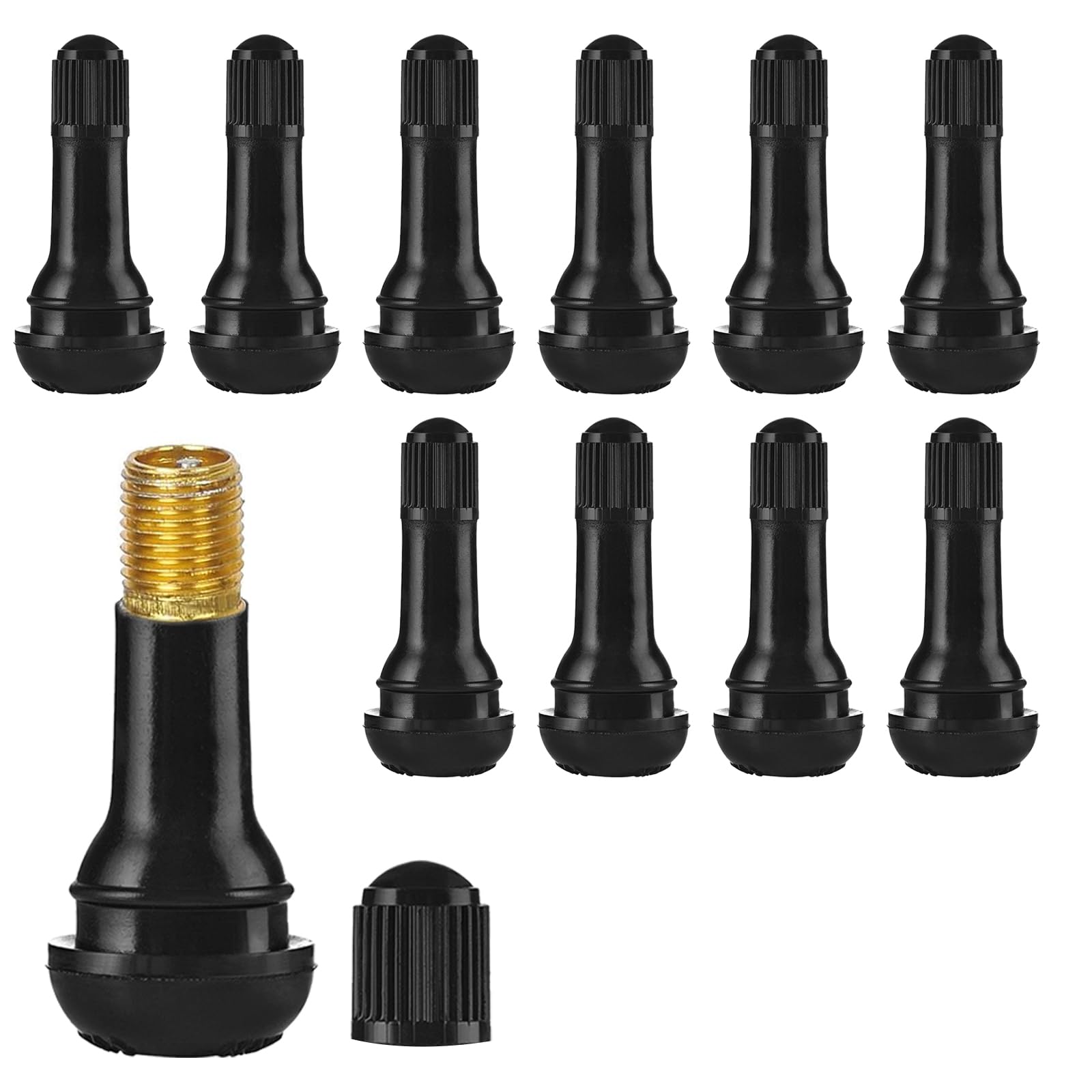 HENGBIRD 100 Piezas TR414 Valvulas para Neumaticos, Goma para Llantas VáLvulas, Valvula Rueda Coche, VáLvula de NeumáTico para Coche, VáLvulas de Snap-In para NeumáTicos para Coches,Motos(Negro)