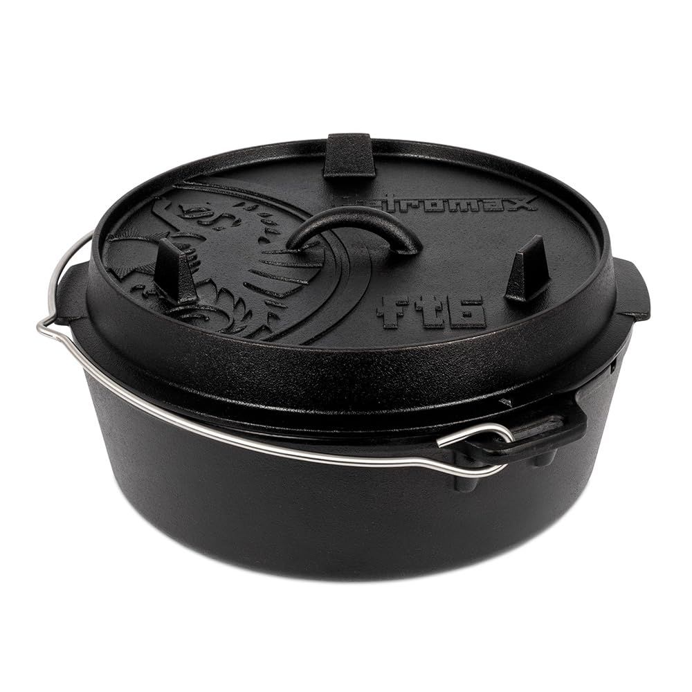 Petromax Faitout ft6 - Dutch Oven en fonte pour la cuisson et la pâtisserie - avec couvercle, anse et fond plat - plats pour 4 à 8 personnes - 5,5 l