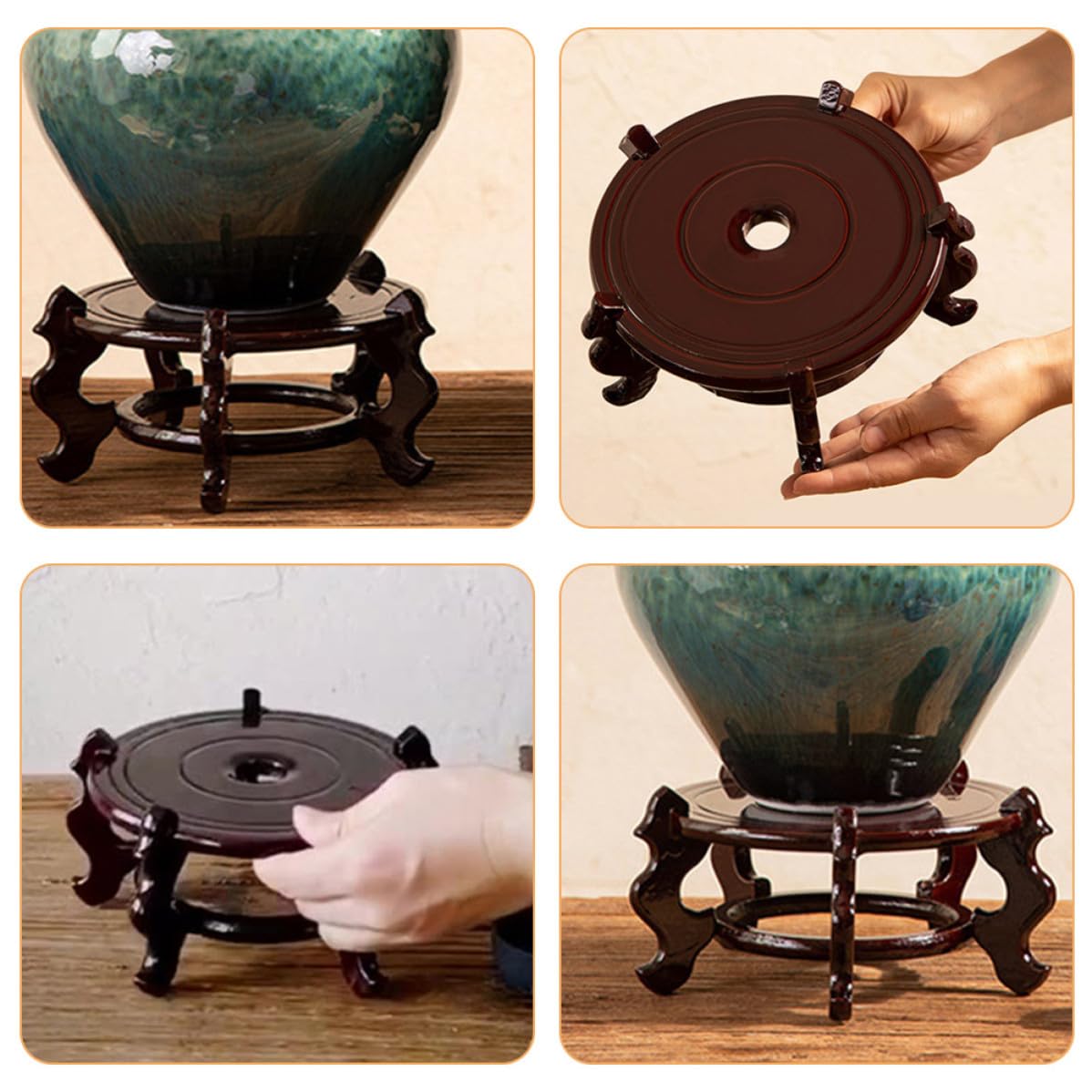 Soporte de Madera y Evitar Humedad Patas Pequeñas , Fácil de Transportar para Macetas Adecuado para Decoración de Mesa Hogar