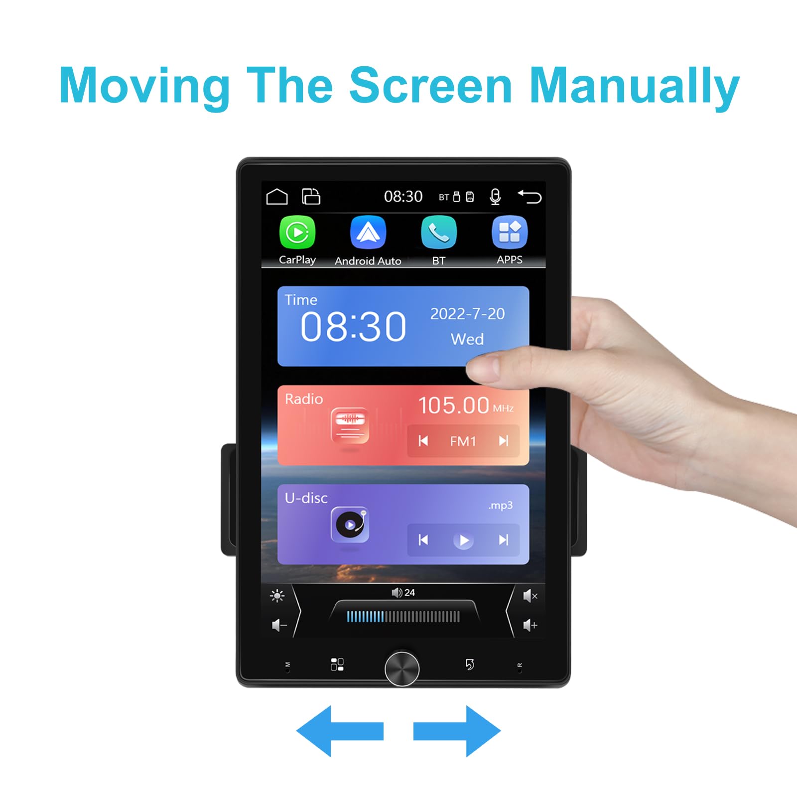 SIXWIN Radio Coche Bluetooth con Carplay et Android Auto, Autoradio 1 DIN con 10.4''Pantalla Táctil Reproductor Multimedia con FM/USB/SD Enlace Espejo+Cámara Visión Trasera