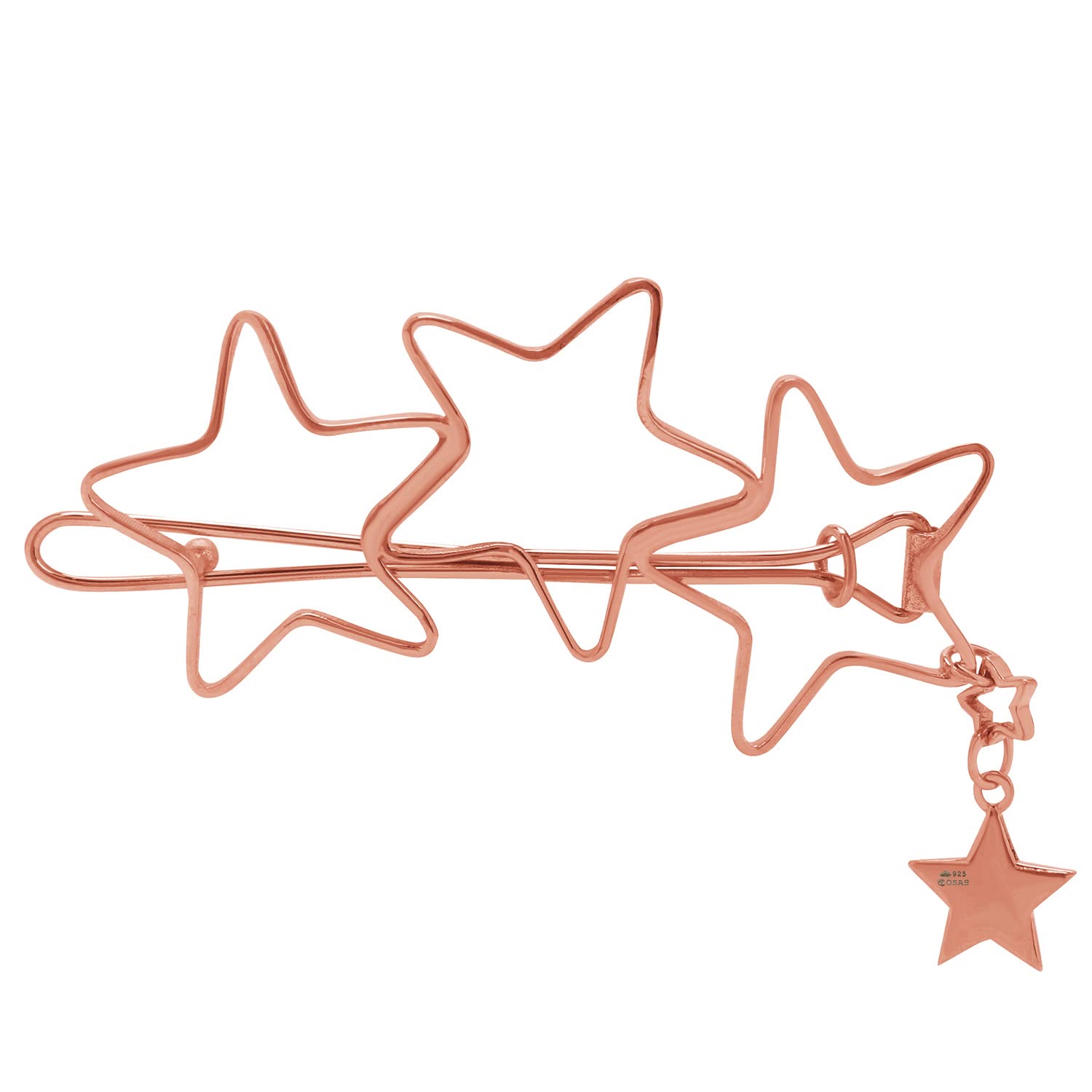 by Osasbazaar 925 Sterling Silver Hair Clip, Hair Tie in 5 Stars design - 92.5% Pure BIS Hallmarked-image-11