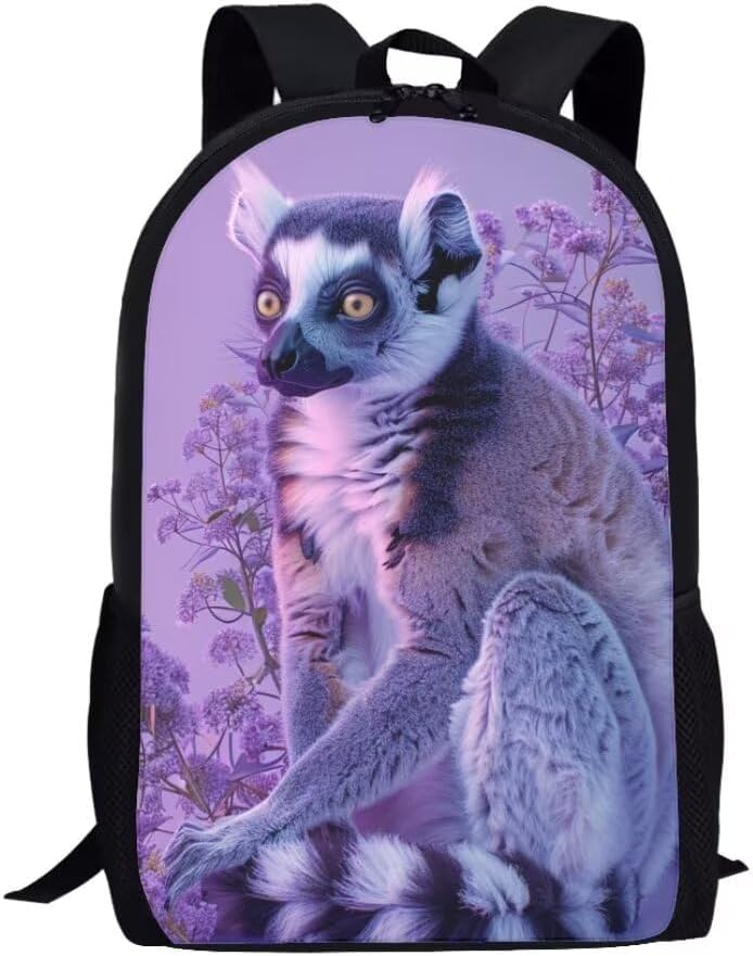 Beauty Collector Lemur School Backpack for Kids Student Schoolbag Zoo Travel Day Pack for Elementary Girls