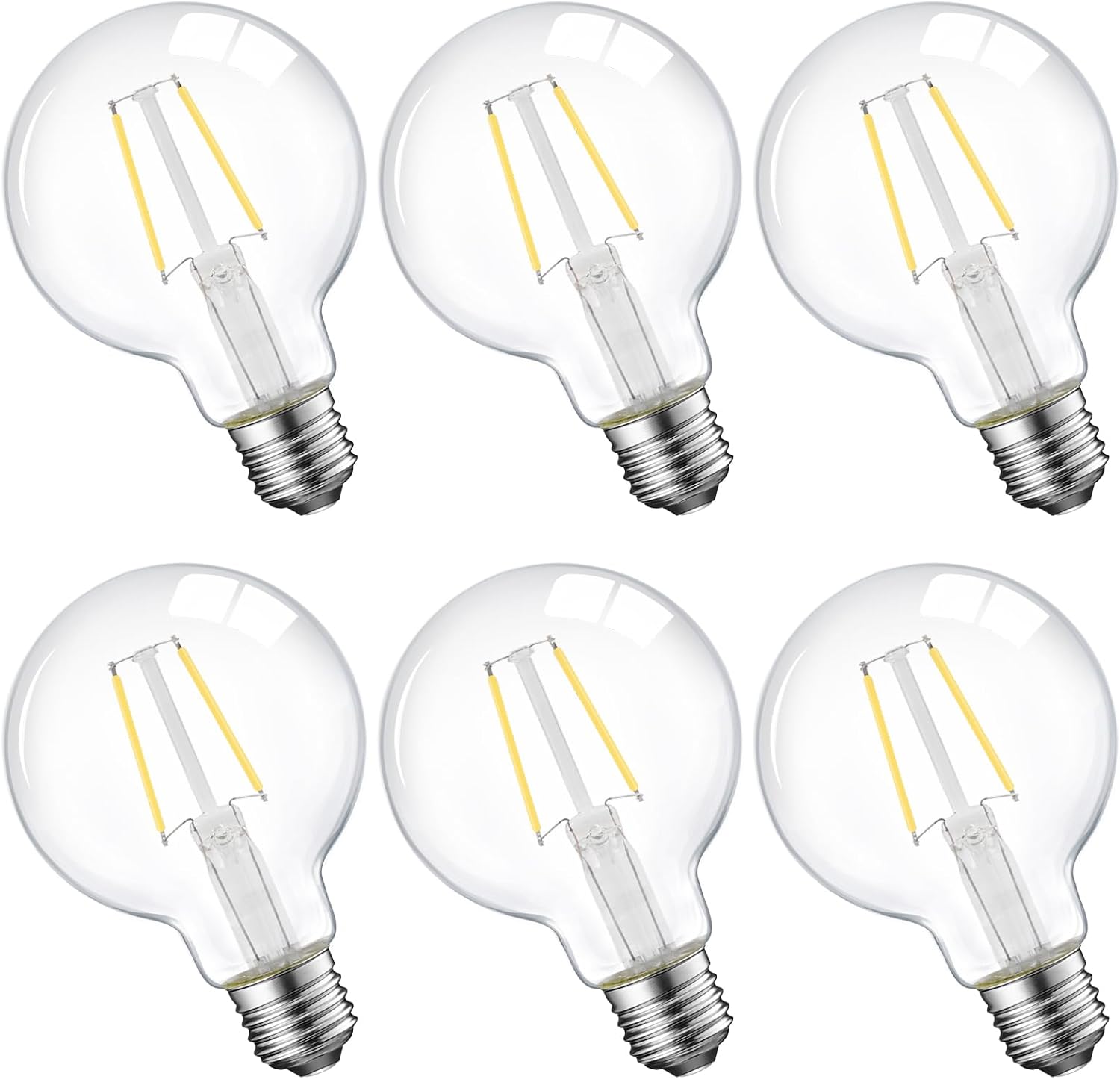 Dimmable LED Edison Light Bulb, G25 (G80) Globe Bulb, 60W Equivalent, 4000K Cool White, Christmas Light, E26 Standard Base, ETL Listed, 6-Pack
