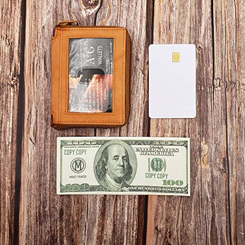 Image of ag wallets AG Wallets Mens Zip Around Leather Wallet with Inserts (Tan)