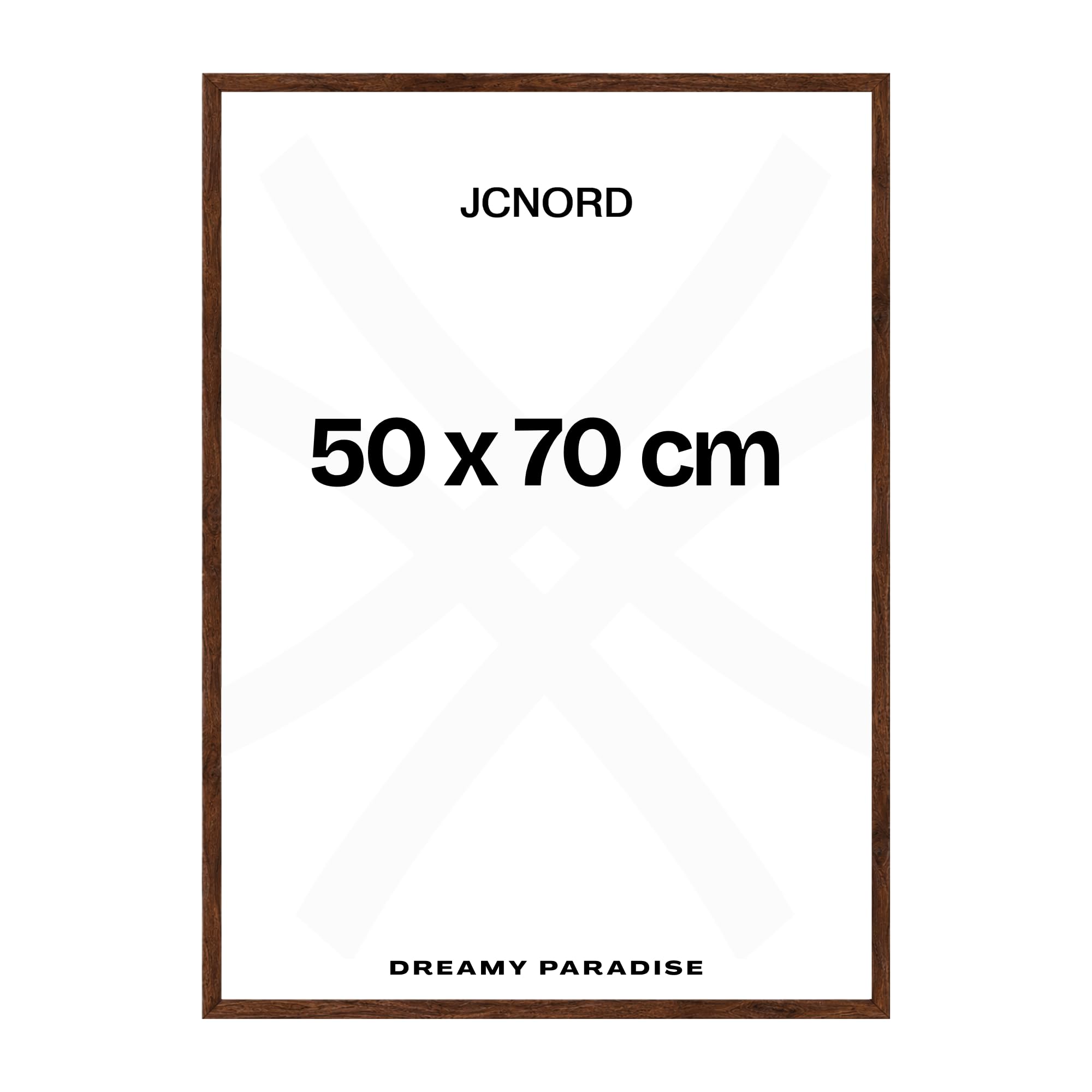 JCNORD MDF Walnussfarbener Holz Bilderrahmen 50x70 cm mit bruchsicherem Acrylglas | Moderner Fotorahmen für Wände und Tische