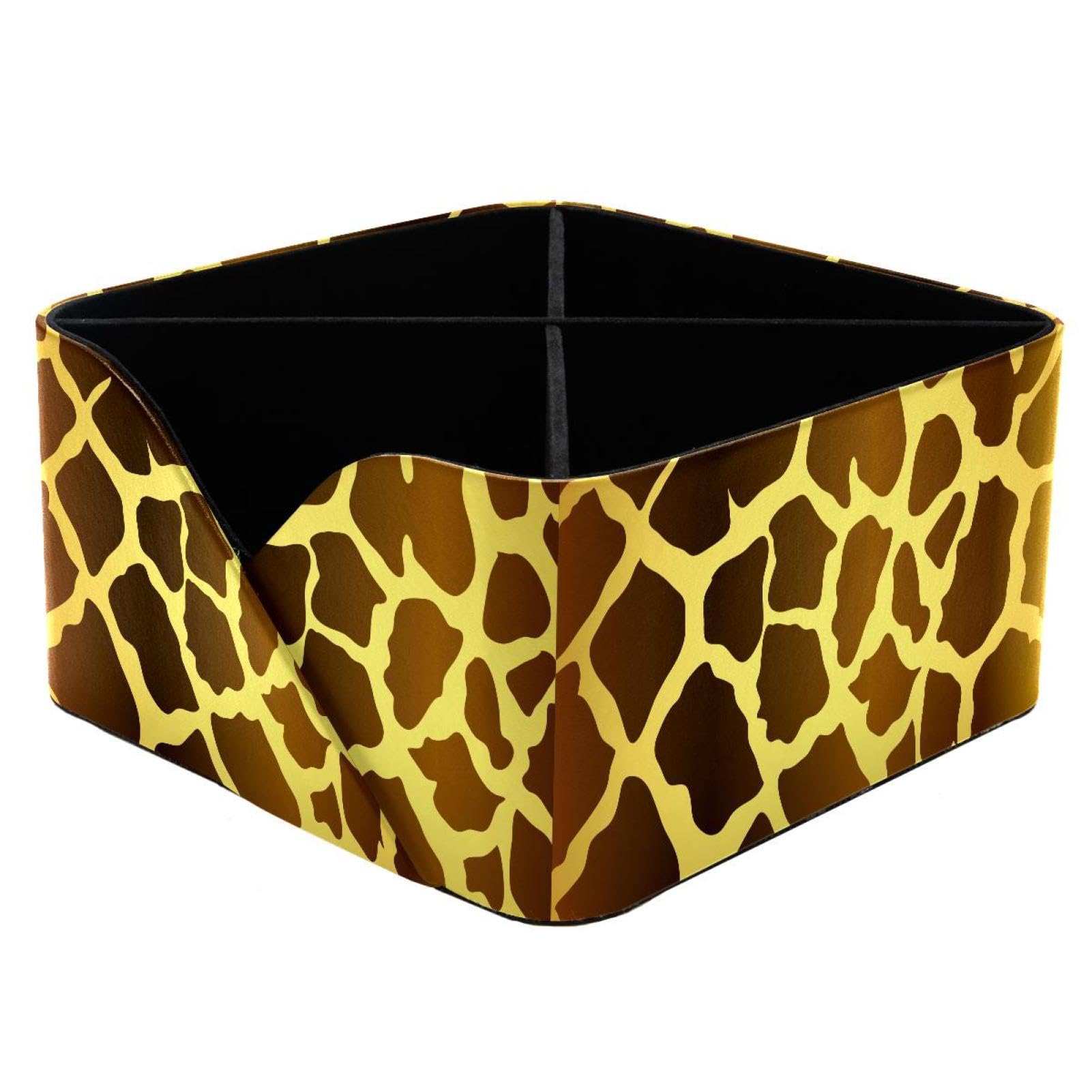 KengjuTesu Animal Giraffe Skin Desktop Organizer Pen Holder, Rectangular Pencil Cup for Office, Study and Makeup Stations