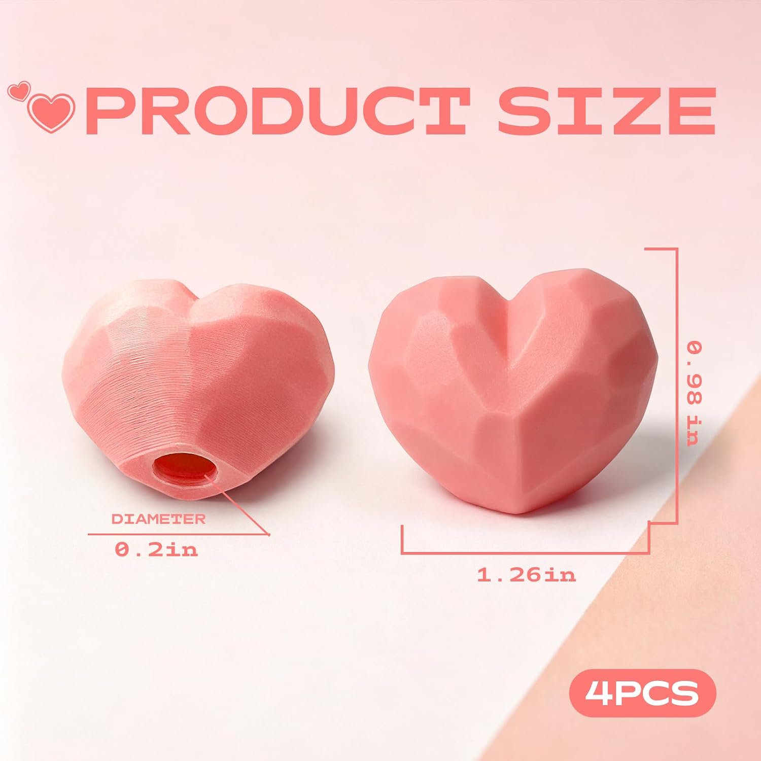 Glow in The Dark Valve Stem Caps for Cars,Cute Accessories for Car (Heart Shape) image 2
