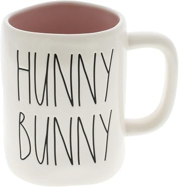 Rae Dunn by Magenta HUNNY BUNNY Ceramic LL Coffee Mug Pink Interior