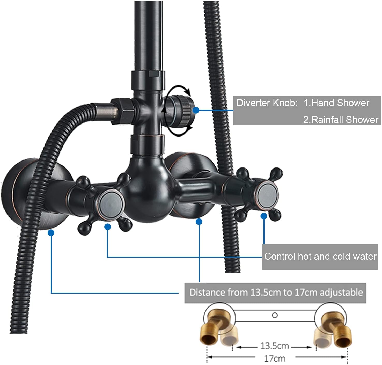 Oil Rubbed Nickel Adjustable Height Rainfall Shower System