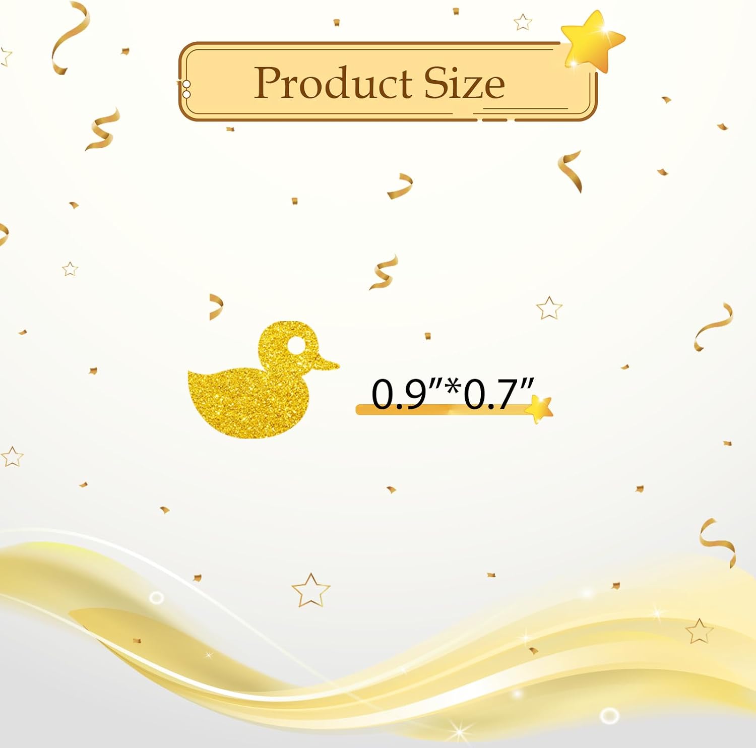 100pcs Gold Glitter Duck Table Confetti for Baby Shower, Farm Animal Paper Scatters, Animal Themed Birthday Party Table Decoration