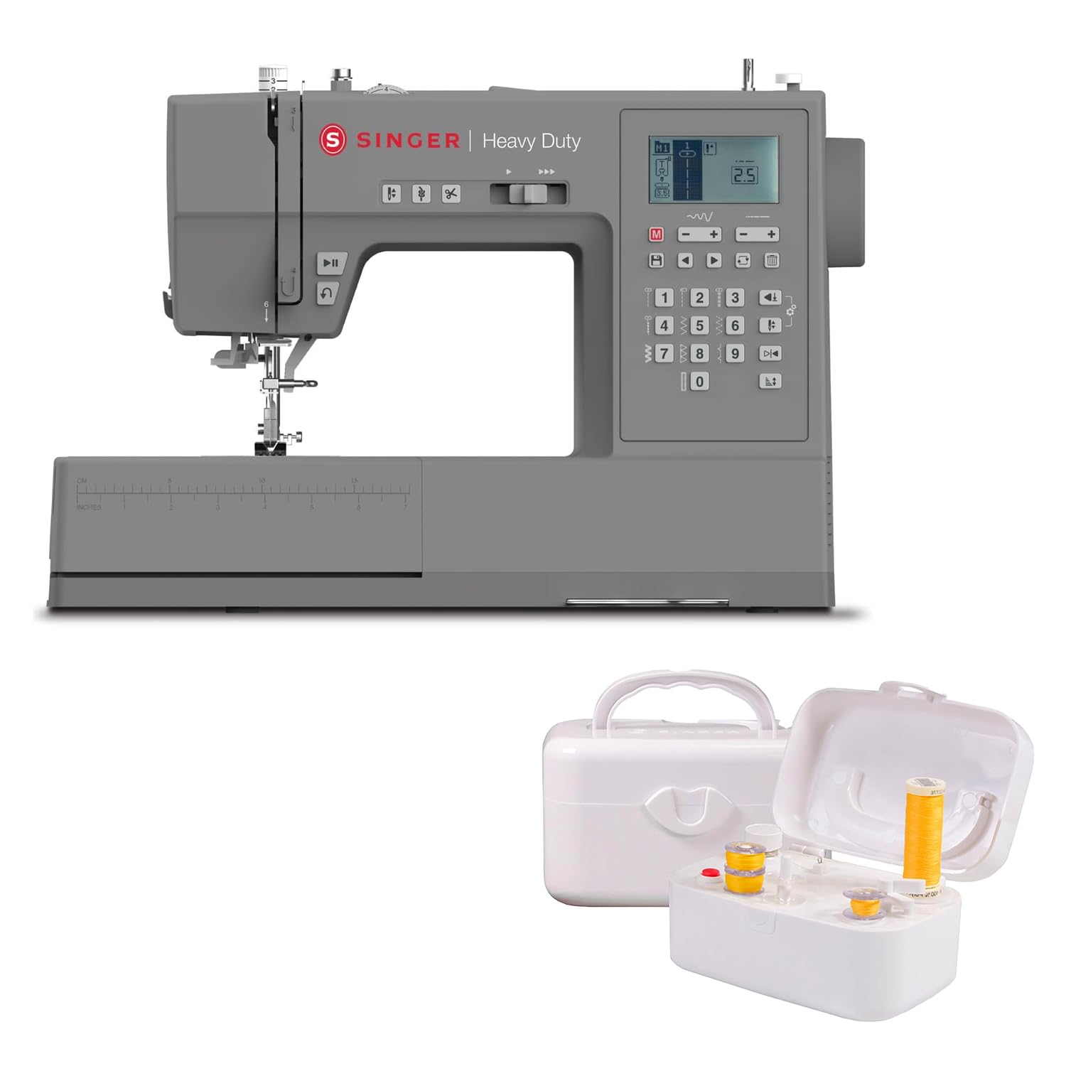 SINGER 6800C Heavy Duty Sewing Machine with Accessory Kit &amp; Portable Bobbin Winder | 586 Stitches, LCD, Strong Motor, 1-Step Buttonhole | Class 15/15J Bobbin Compatible