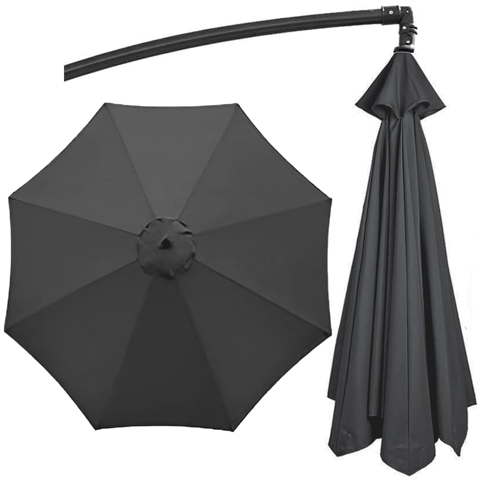 Replacement Parasol Canopy Fit 200cm/270cm/300cm+6 Arms/8 Arms Round Sun Umbrella Replacement Cloth UV50+ Washable Garden Parasol Replacement Canopy Cover(Color:Gray,Size:8 ribs-3.0 m/(9.8ft))