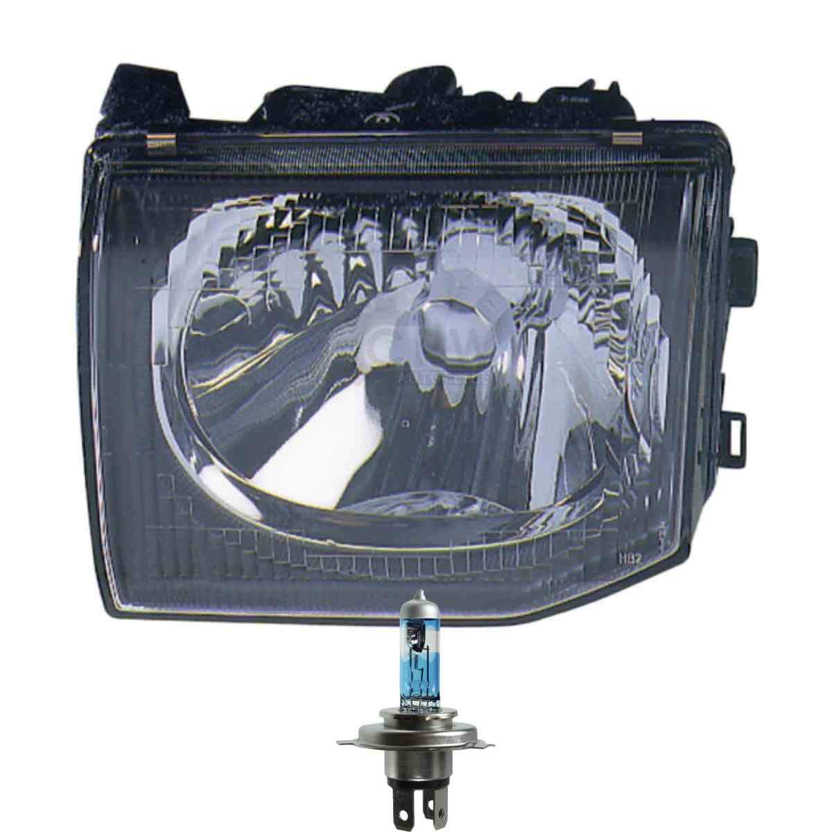 Faro halógeno derecho H4 para Pajero II Canvas Top, incluye bombillas
