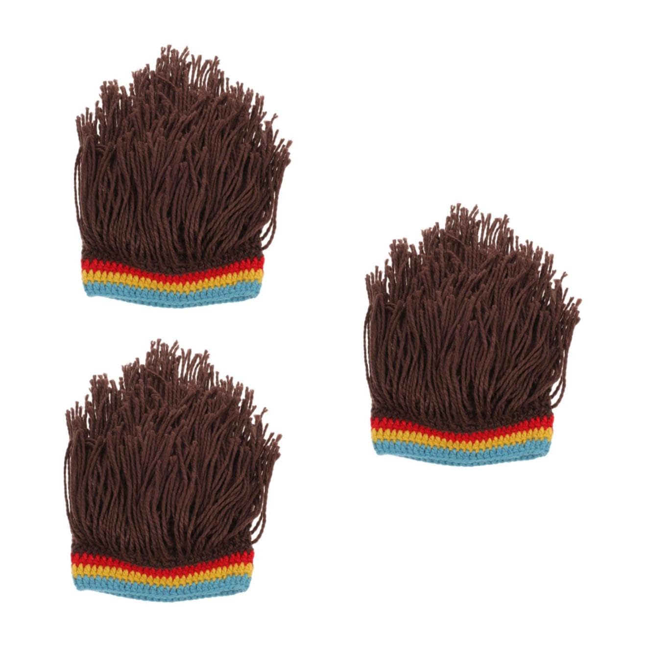 3stücke Weird Wig Hat Lustige Gestrickte Mütze Mit Regenbogenperücke Warm Und Einladend Für Männer Und Frauen Für Partys Und Besondere Anlässe