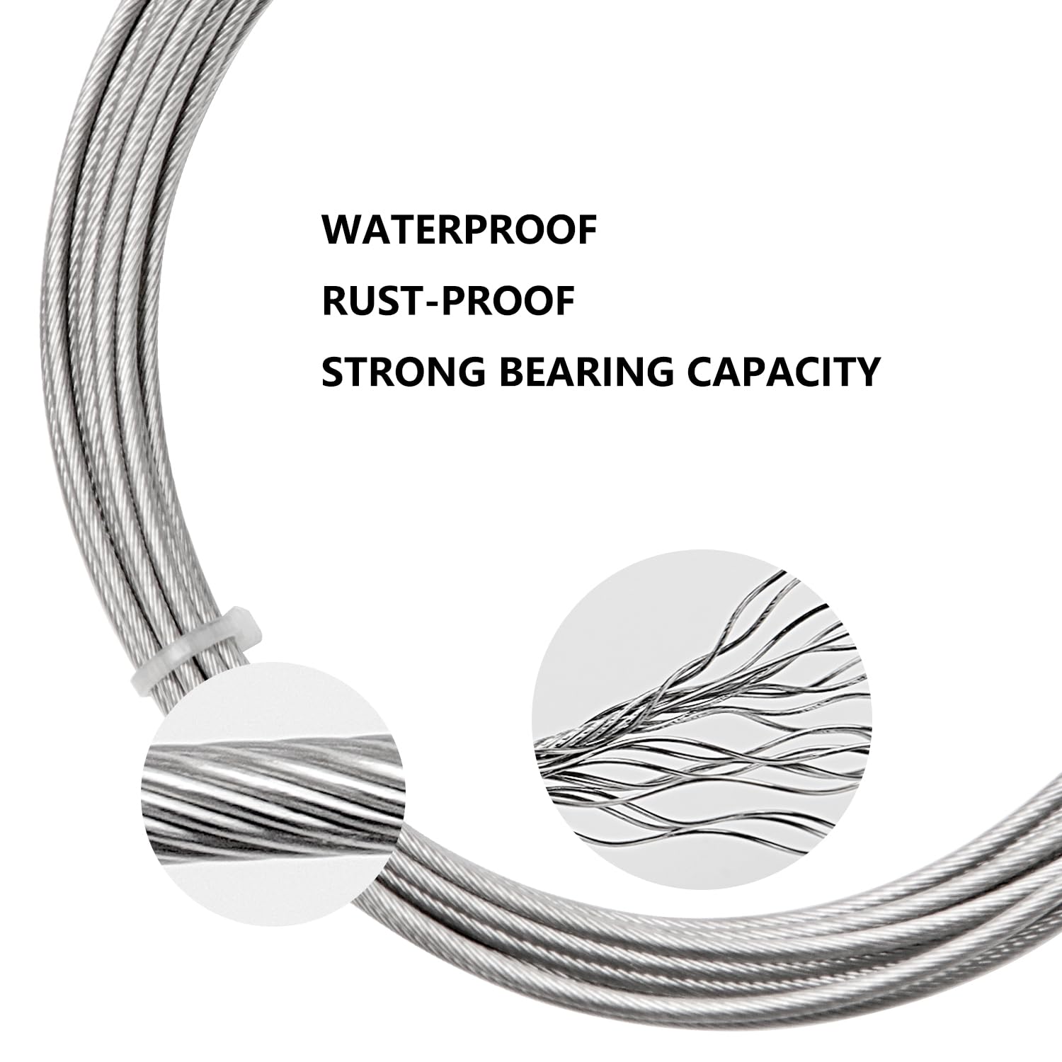 YIXISI 5m Wall Mount Curtain Rod Set, Hanging Wire Curtain Drape Rod, for Light/Lamp Photos Art Projects Clothesline (Silver) - Image 4
