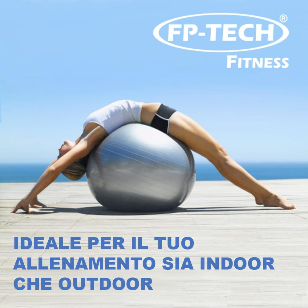 FP-TECH - Palla da Fitness, Palla Pilates Yoga Anti-Scoppio 55cm/65cm/75cm/85cm Palla da Ginnastica con Pompa Rapida inclusa per Fitness Yoga Pilates e Ufficio 6 Colori
