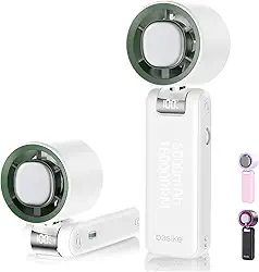 Basike Ventilador de Mão Portátil Recarregavel com Display Digital, Função Resfriamento, 100 Níveis, 12W Bateria 6000mAh, Anjo Ajustável 180°, para Casa, Viagens e Escritório Durante o Verão (Branco)