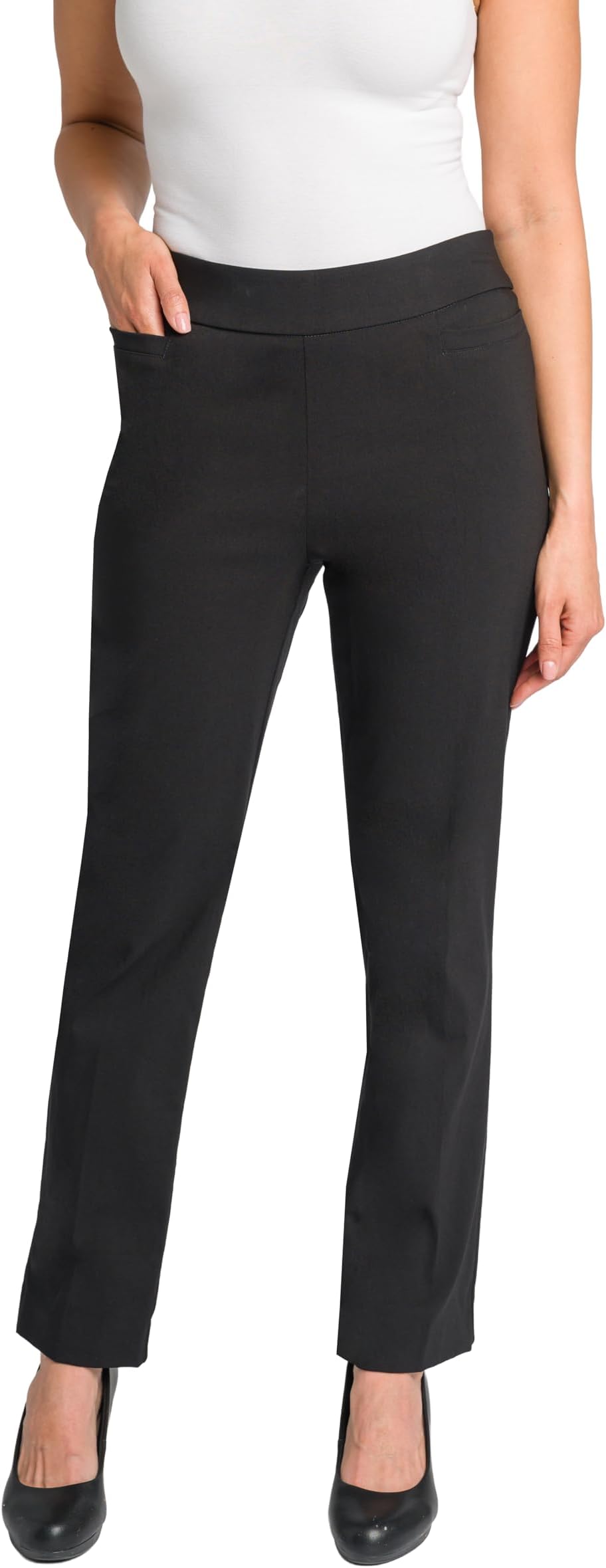 Womens Super Stretch Millennium Welt Pocket Pull on Career Pant (Average & Short & Tall Length)